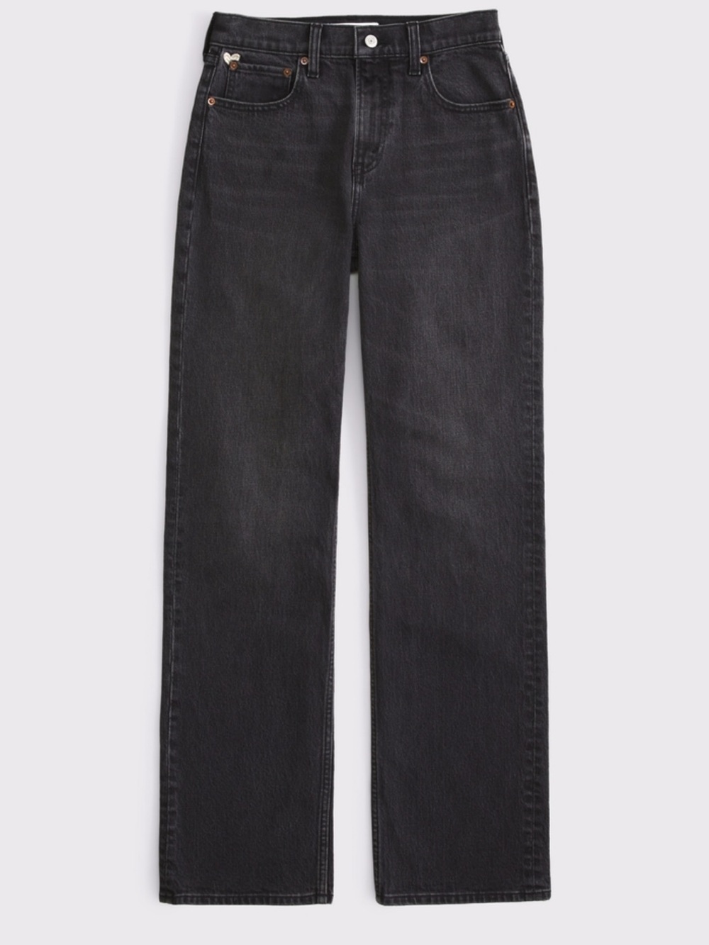 ABERCROMBIE HIGH-RISE 90s RELAXED HEART EMBROIDERED JEANS - SHORT - Picture 7 of 11
